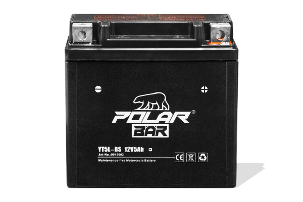 12V 5Ah Polar Bär AGM Starterbatterie | Akku für Motorrad, Roller & ATVs