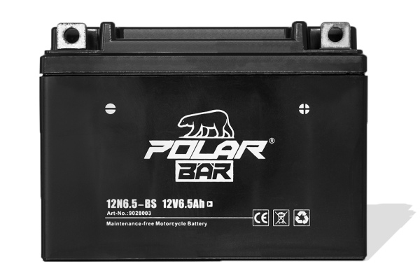 12V 6,5Ah Polar Bär AGM Starterbatterie | Akku für Motorrad, Roller & ATVs